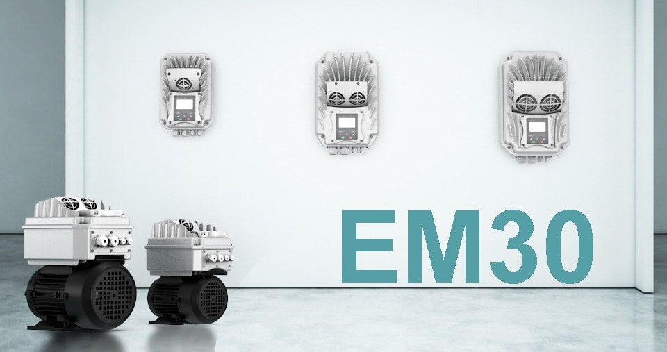 La serie de convertidores Eura Drives EM30 se puede montar directamente sobre el motor